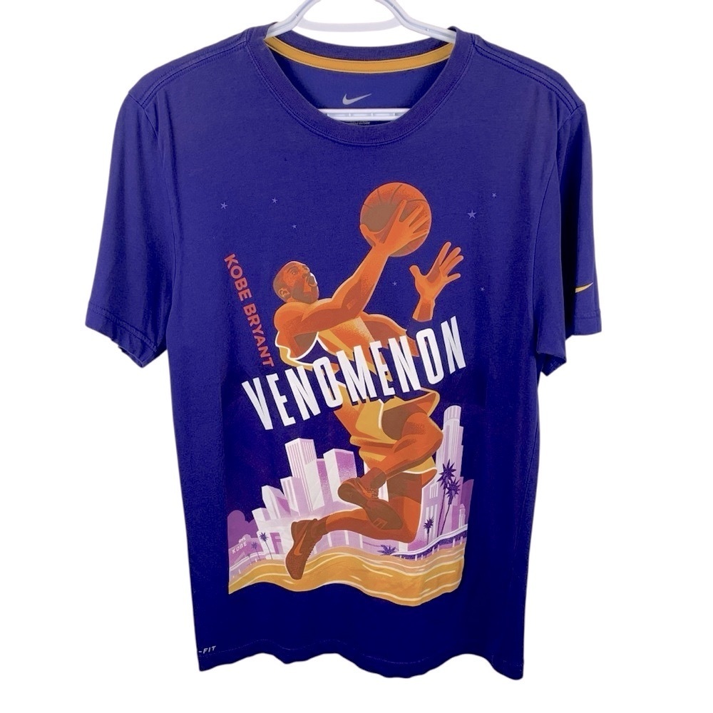 Kobe Bryant Venomenon sz S Nike Basketball T-Shirt Purple Gold Dri-Fit Lakers